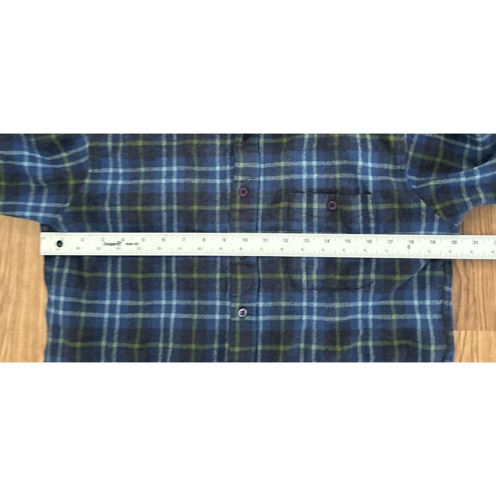 Pendleton Mens size Large Trail Shirt Blue Virgin Wool Button Up Elbow Patch - Picture 6 of 9